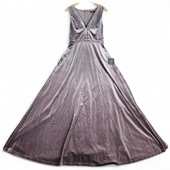 Lulus Velvet Maxi Dress Womens XL Beautiful Night Dusty Purple Evening Gown - Picture 2 of 14